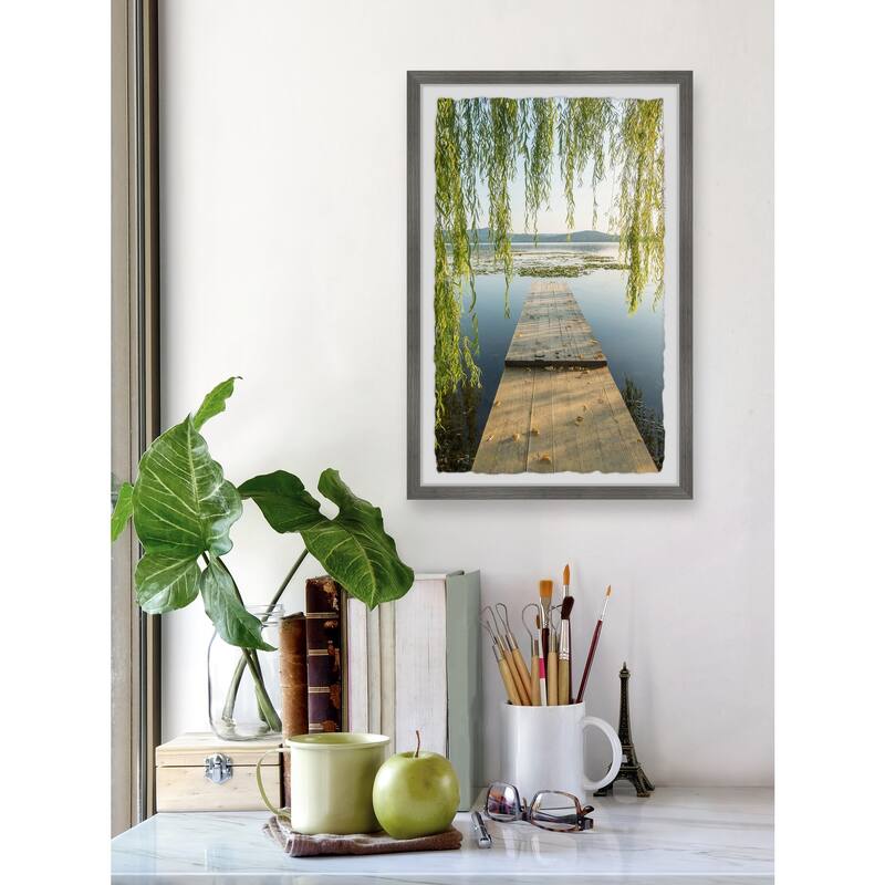 Wooden Plank Bridge Framed Wall Art, Elegant Home Touch - Sophisticated Artwork for Refined Décor