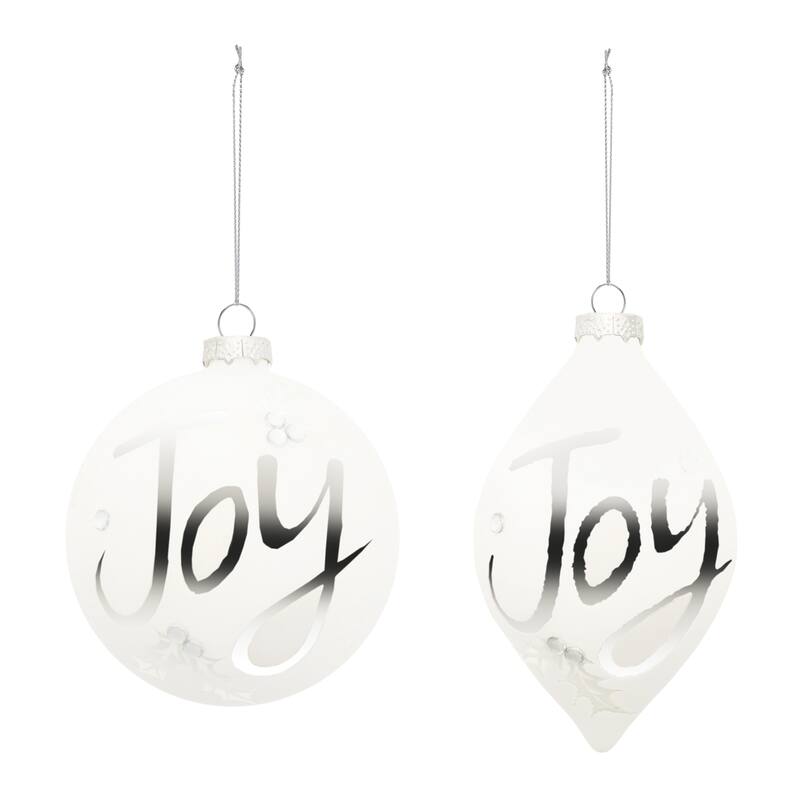 Frosted Glass Joy Ornament (Set of 6) - N/A