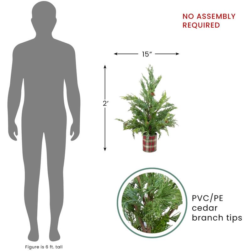 Real Touch™️ Potted Iced Cedar Artificial Christmas Tree - 24" - Unlit - 2 Foot