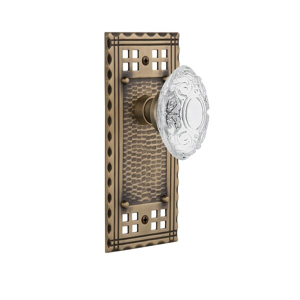 Nostalgic Warehouse CRACVI_PRV_238_NK Vintage Crystal Victorian Privacy Door Knob Set with Craftsman Rose and 2-3/8" Backset