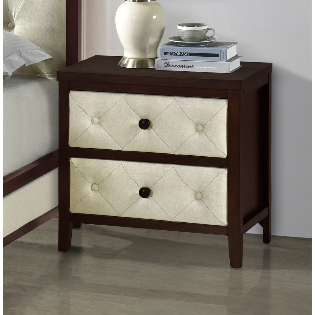 Luxurious Cherry Espresso 1-Pc Nightstand w/ Designed Drawers for Bedroom