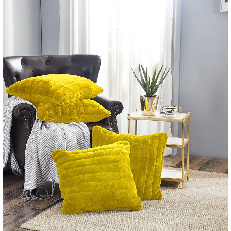 Supermink Soft Solid Throw Pillow Covers Set of 4, NO INSERT - Lemon Curry