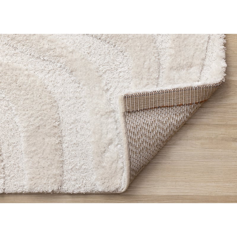 Lincoln Collection - Modern Luxurious Plush White Curves Area Rug