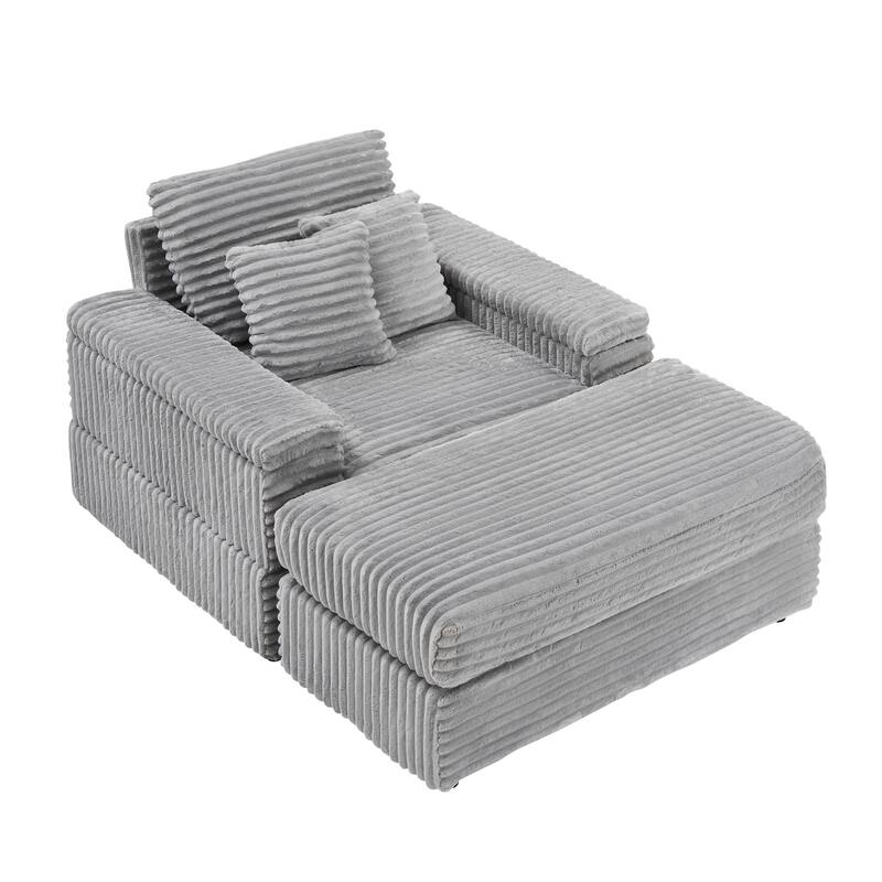 Corduroy Single Sofa Sets with 2 Throw Pillows and 500lb Weight Capacity