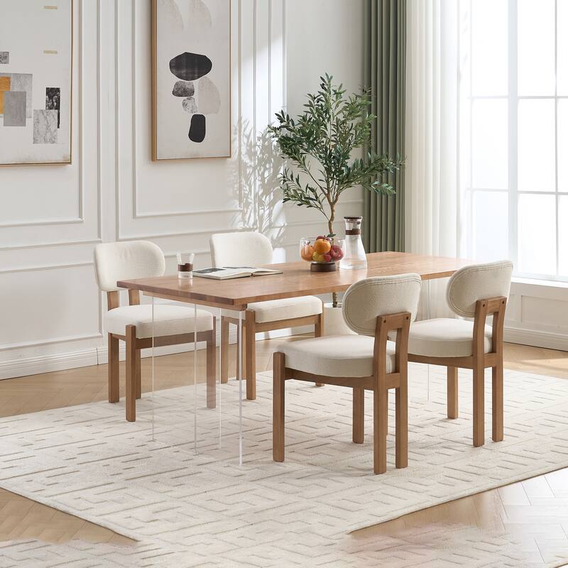 Wooden Dining Chairs Set of 2 , Fabric Upholstered Side Chair Farmhouse Kitchen Chairs for Dining Room, Breakfast Area