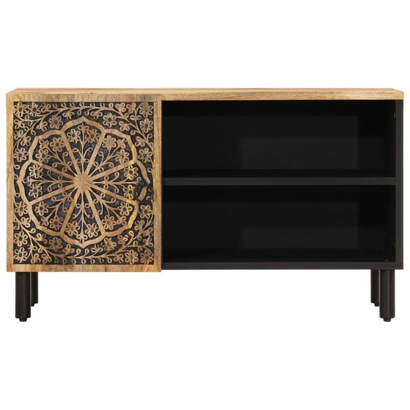 vidaXL TV Cabinet Brown Solid mango wood, iron TV Stand Rectangular - 12.2 x 31.5 x 18.1 in.