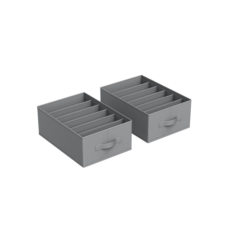 Closet Organizer Drawer Bins with 6 Compartment Dividers for Jeans Sweaters and Clothing Storage