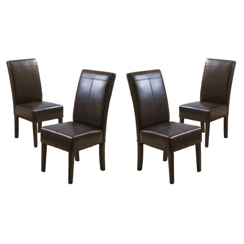 T-stitch Chocolate Brown Bonded Leather Dining Chair (Set of 4) by Christopher Knight Home