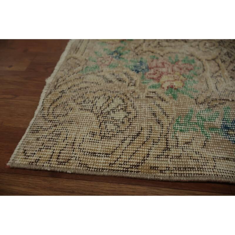 Hand Knotted Oriental 100% Wool Carpet Transitional Floral Beige & Ivories Anatolian Area Rug - 8' 7'' X 5' 9''