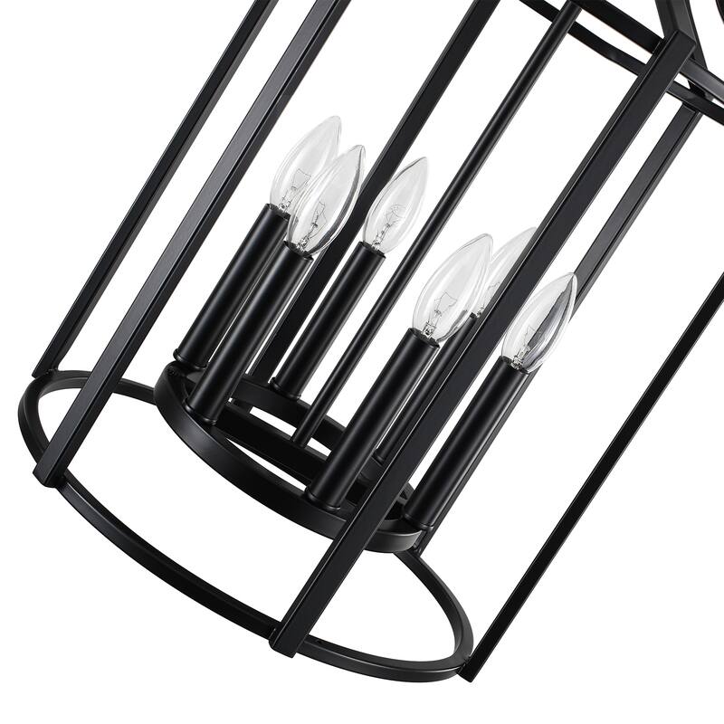 6-Light Dimmable Lantern Chandelier - Matte Black