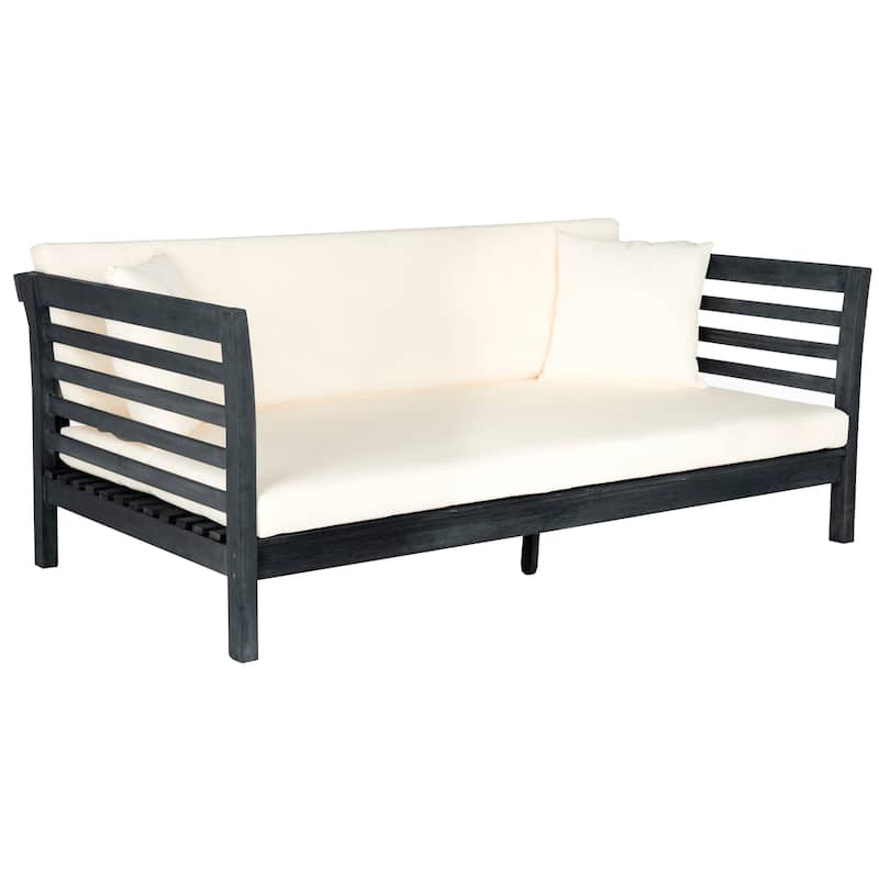 SAFAVIEH Outdoor Eriona Acacia Wood Cushioned Daybed - 39W x 27D x 72H