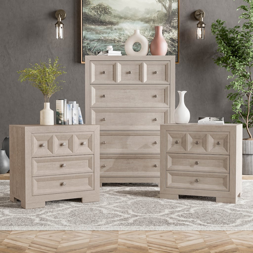 Furniture of America Durem Modern Solid Wood 3-Piece Bedroom Storage Set