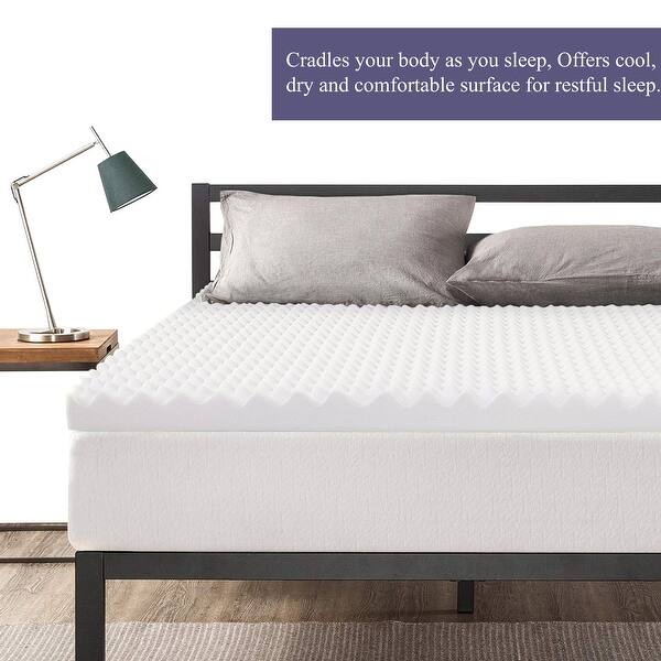 Shop Onetan 1 Inch High Density Convoluted Eggshell Breathable Foam Topper Add Comfort To Mattress Overstock 26063039