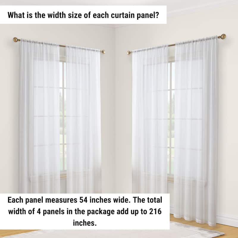HLC.me Geneva Sheer Voile Window Treatment Rod Pocket Curtain Panels Bedroom and Living Room (Set of 4)