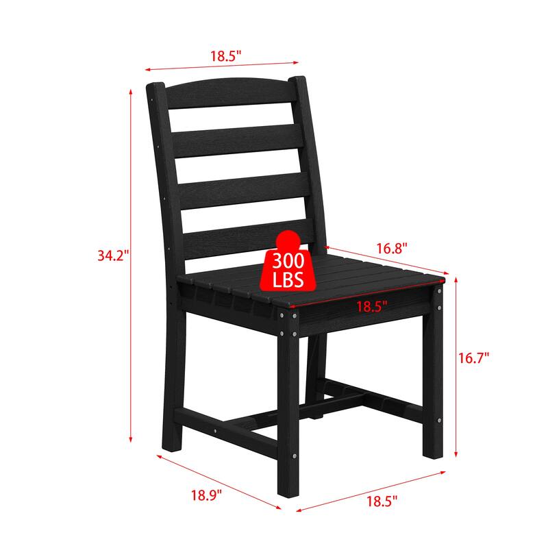 Set of 2 Outdoor Dining Chairs with Armrests, HDPE All Weather Patio Chairs, Waterproof UV Resistant Wood Grain Armchai
