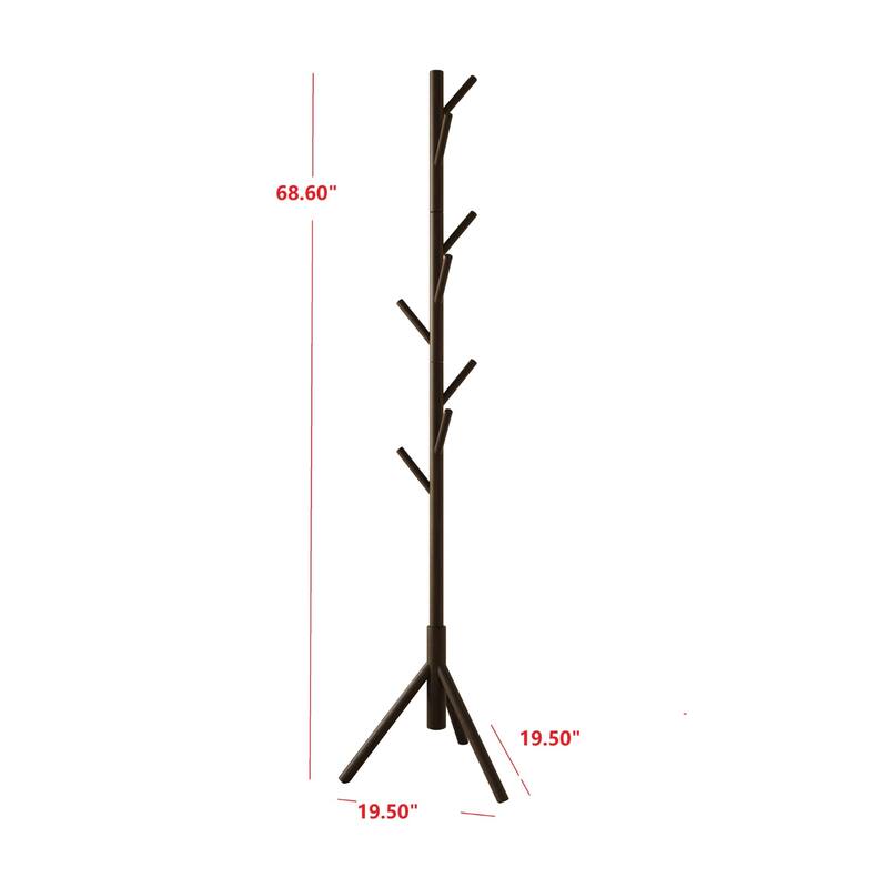Clayfell Houma Solid Wood Freestanding 8-Hook Coat Rack - Entryway, Hallway, Bedroom Organizer for Jackets & Hats