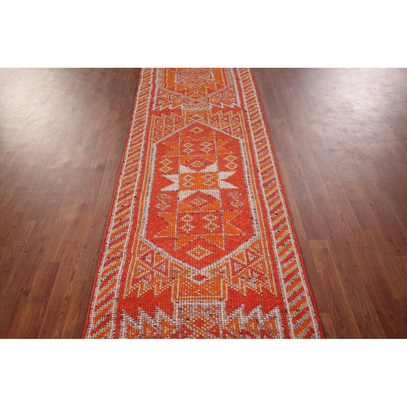 Oushak Turkish Vintage Runner Rug Hand-Knotted Entryway Wool Carpet - 2'9"x 11'7"