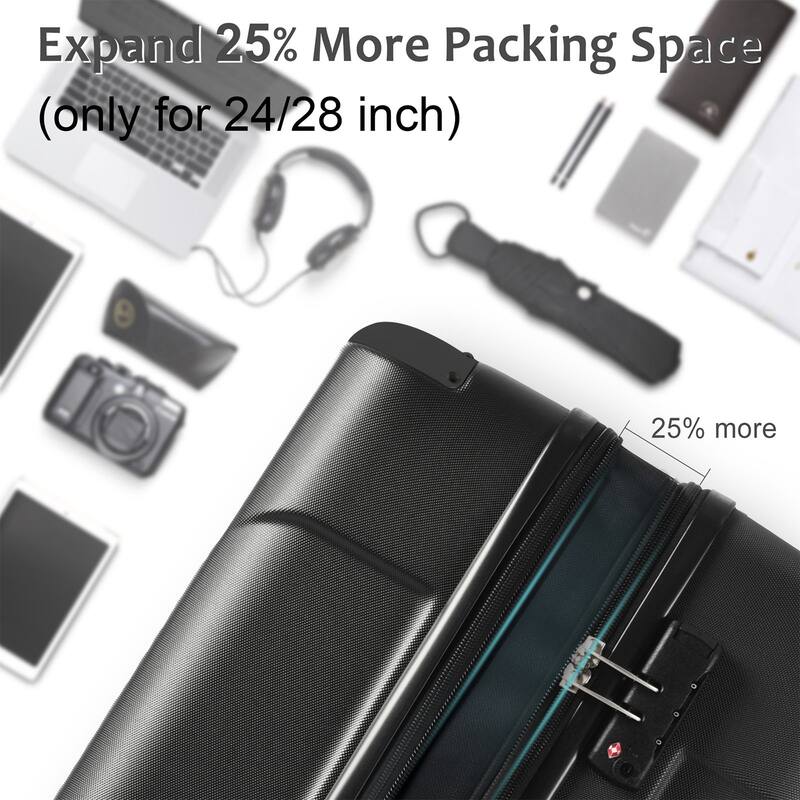 Hardshell Luggage, Lightweight Durable ABS Suitcases with Double Wheels
