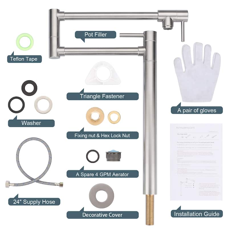 WOWOW Deck Mount Pot Filler Folding Faucet