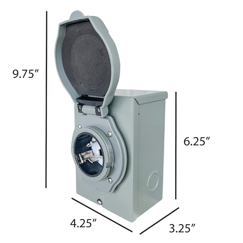 50 Amp Generator Power Inlet Box - 4.25Lx3.25Wx6.25H