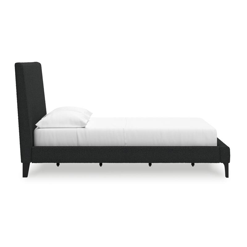 Signature Design by Ashley Cadmori Black Upholstered Bed with Roll Slats