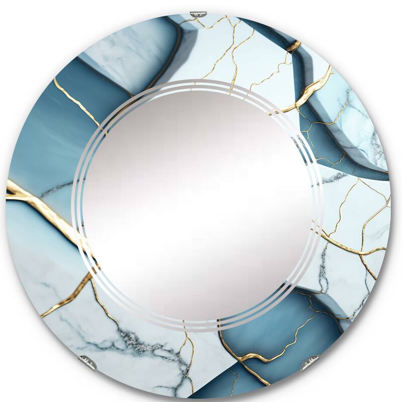 Designart 'Abstract Geode White II' Printed Abstract Marble Wall Mirror