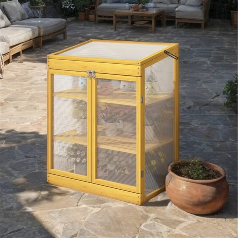 29.53" Wood Greenhouse Cold Frame Greenhouse for Outdoor