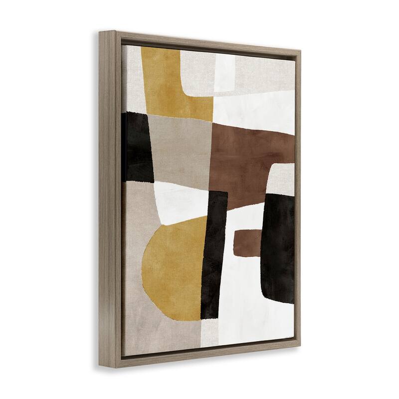 Stupell Abstract Shapes in Earth Tones Framed Floater Canvas Wall Art Design By Amber Sterling