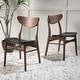 preview thumbnail 1 of 31, Anise Faux Leather and Rubberwood Dining Chair (Set of 2) by Christopher Knight Home Set of 2 - Dark Brown+Walnut - Dining Height