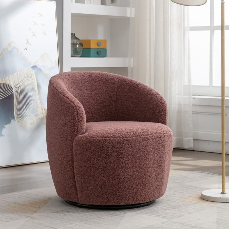 Teddy Fabric Swivel Accent Barrel Chair With Powder Coating Metal Ring