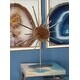 preview thumbnail 6 of 18, Boho Style Cordless Silver Metal and Agate Sculpture Table Clock 18 x 21 Brown