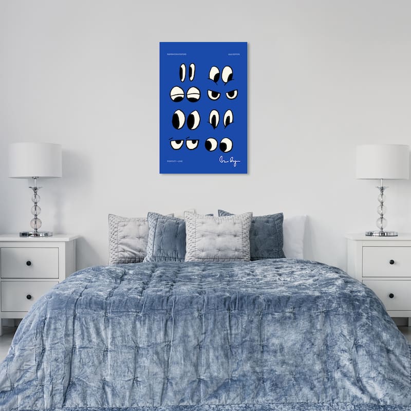 Wynwood Studio Canvas Advertising Positive Eyes II Blue and Modern & Contemporary Wall Art Canvas Print - 24 x 36