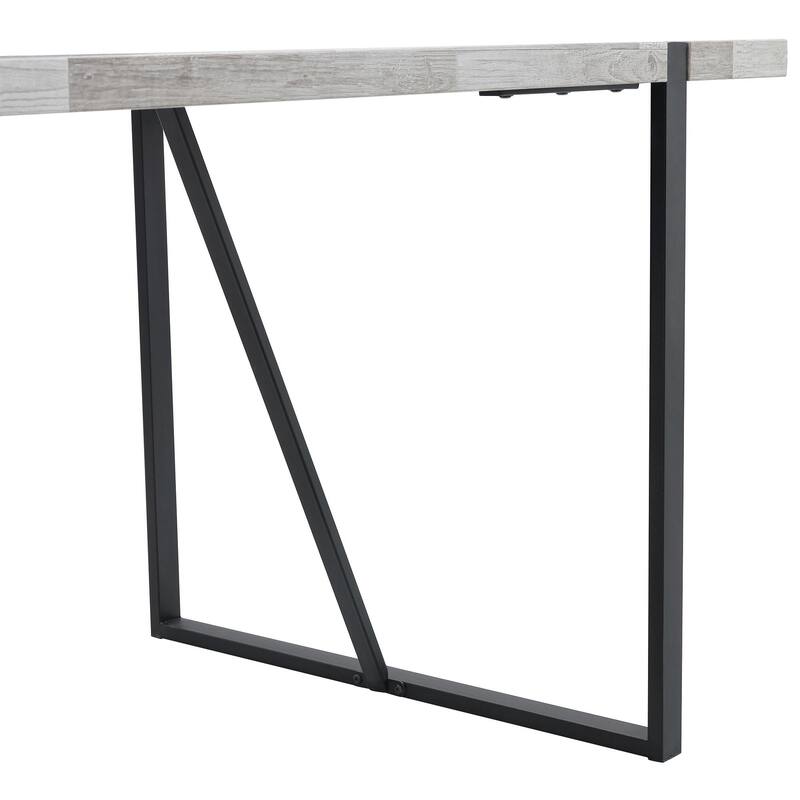 Modern Dining Table with Wood Textured Tabletop Unique Spliced Pattern Office Table with Anti-Slip Feet