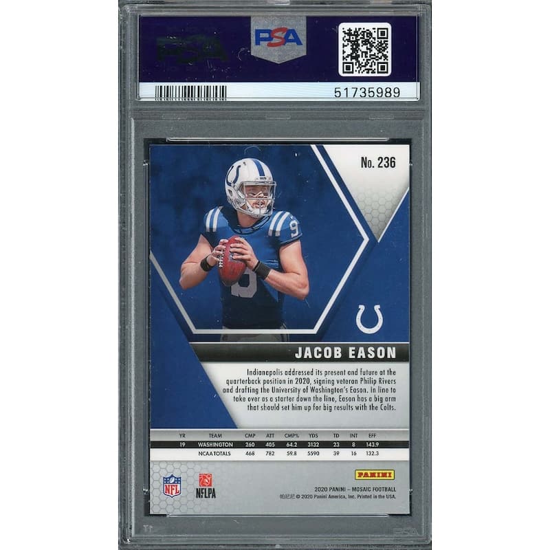 Jacob Eason 2020 Panini Mosaic Football Rookie Card #236 PSA 10 - 8'6" x 11'6"
