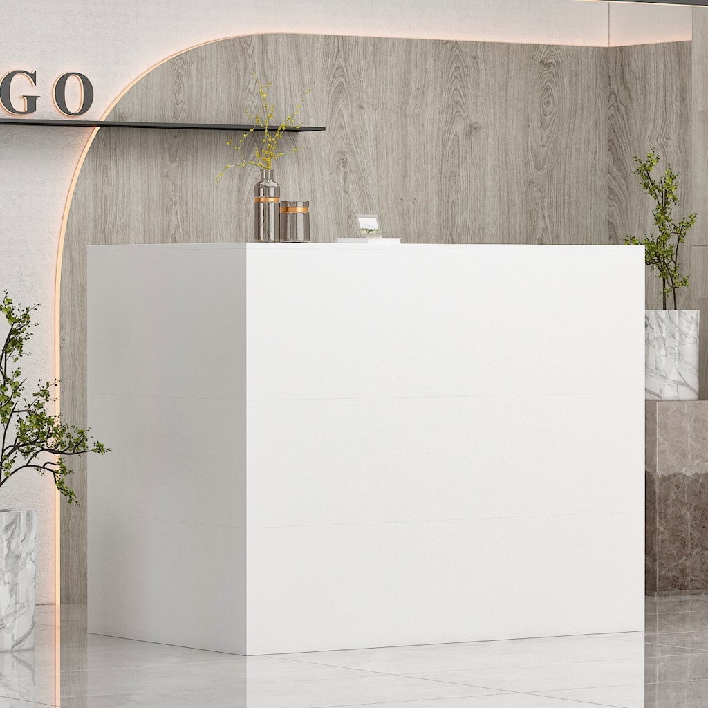 56" L-Shape Reception Desk - Computer Desk with Lockable Storage