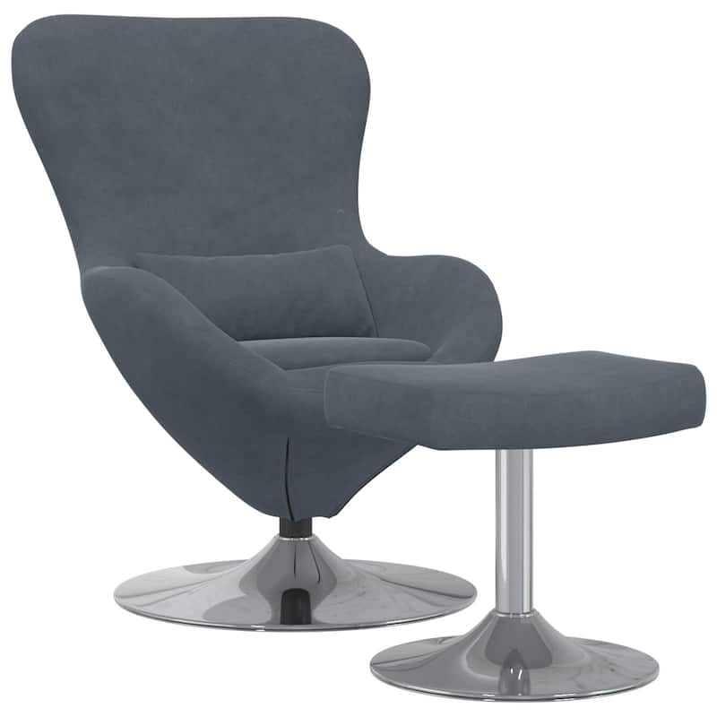 vidaXL Egg Chair Black/ Dark/Light Grey Velvet - 24.8 x 28.7 x 35.4