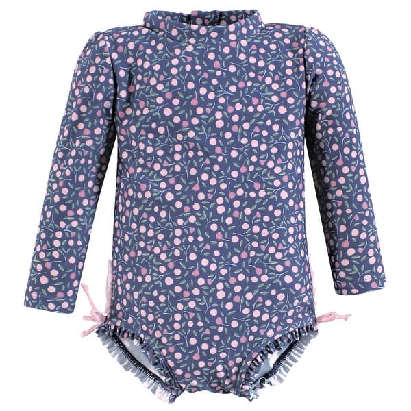 slide 1 of 1, Hudson Baby Girls Rashguard Toddler Swimsuit, Dainty Peony 2T - Dainty Peony Toddler