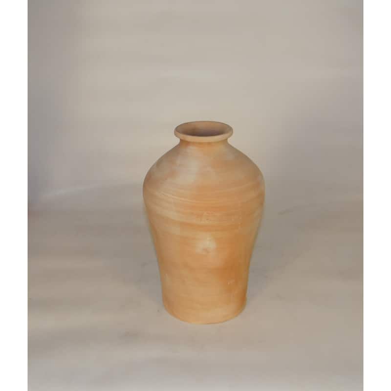 Solid Short Neck Terracotta Vase - 11" - Brown