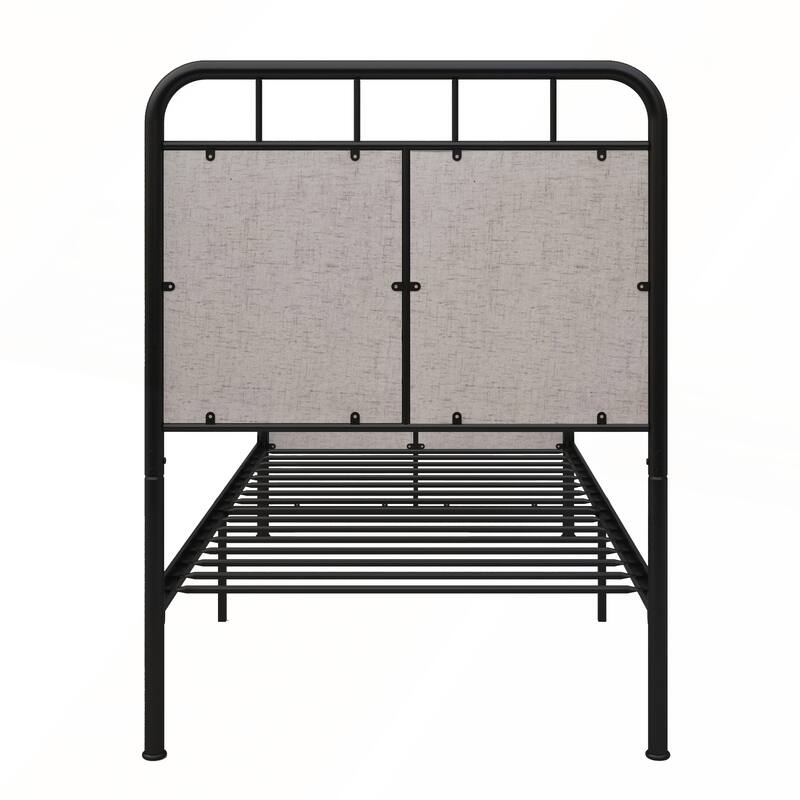 Twin Size Linen Upholstered Platform Metal Bed Frame
