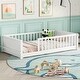 preview thumbnail 47 of 66, Twin Size Floor Bed Frame for Kids Bed with Fence Guardrails Endbed Storage Splint Platform Bed - Available with or without Door