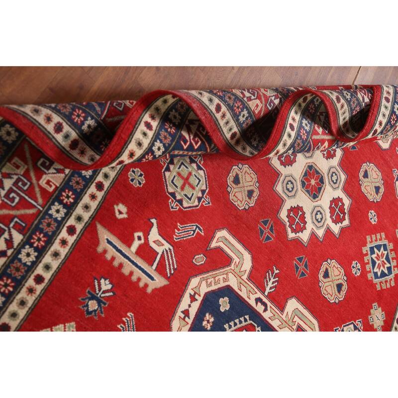 Red Kazak Area Rug Hand-Knotted Wool Carpet - 6'8" x 9'3"
