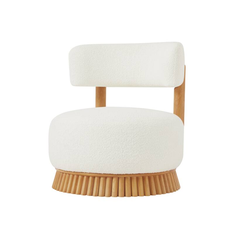 Modern Farmhouse Armless Chair, Wooden Base Featuring Thatched Roof Rod Design, Cozy Upholstered Chair for Living Room