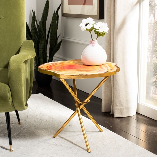 SAFAVIEH Giselle Faux Agate Side Table - 16" x 18" x 17.5". Opens flyout.