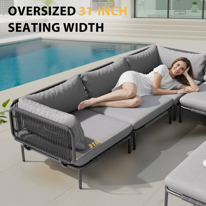 Pellebant Outdoor Sectional Sofa Patio Conversation Seating Set