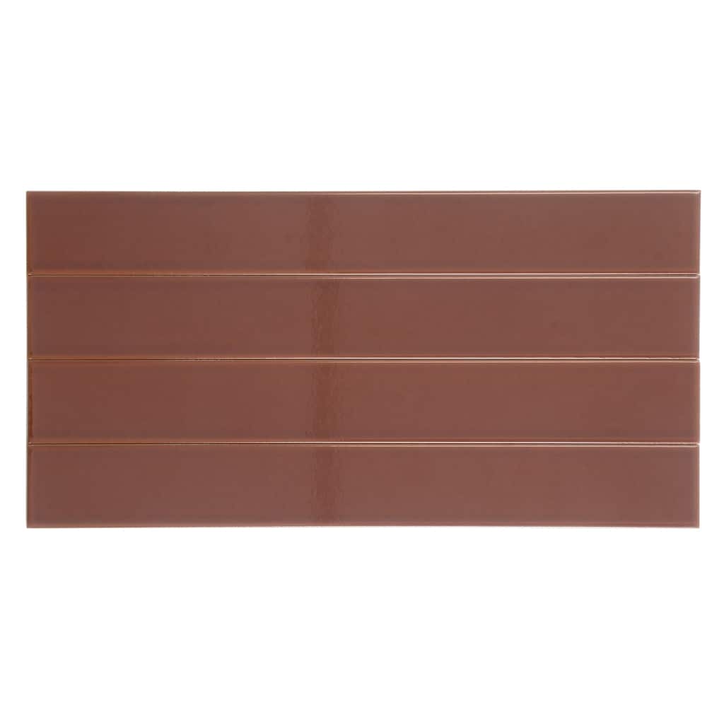 Apollo tile 2" x 16" Horizonte Glossy Caramel Ceramic Tile (10.76 sq ft/case) - 50 Pack