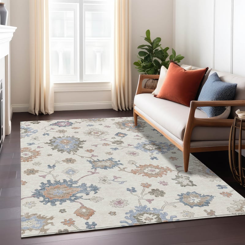 Machine Washable Indoor/ Outdoor Traditional Persian Chantille Rug