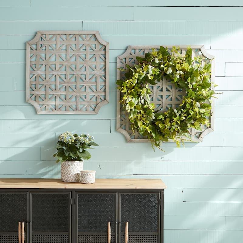 Woven Wooden Square Wall Hangings - 33.25" - Set of 2