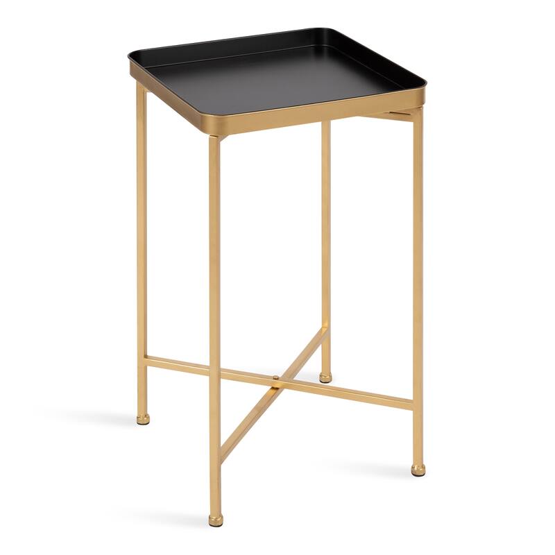 Kate and Laurel Celia Metal Tray Accent Table - 14x14x26 - Black