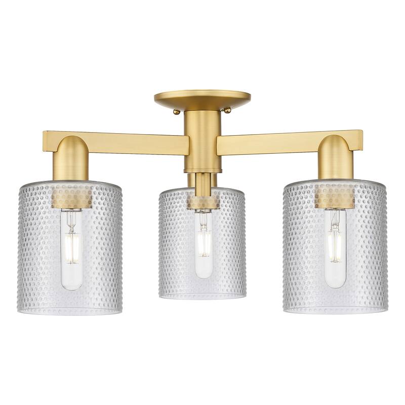 Innovations Lighting Endless Possibilities Arcadia - Cobbleskill - 3 Light 23" Semi-Flush Mount - Clear/Satin Gold