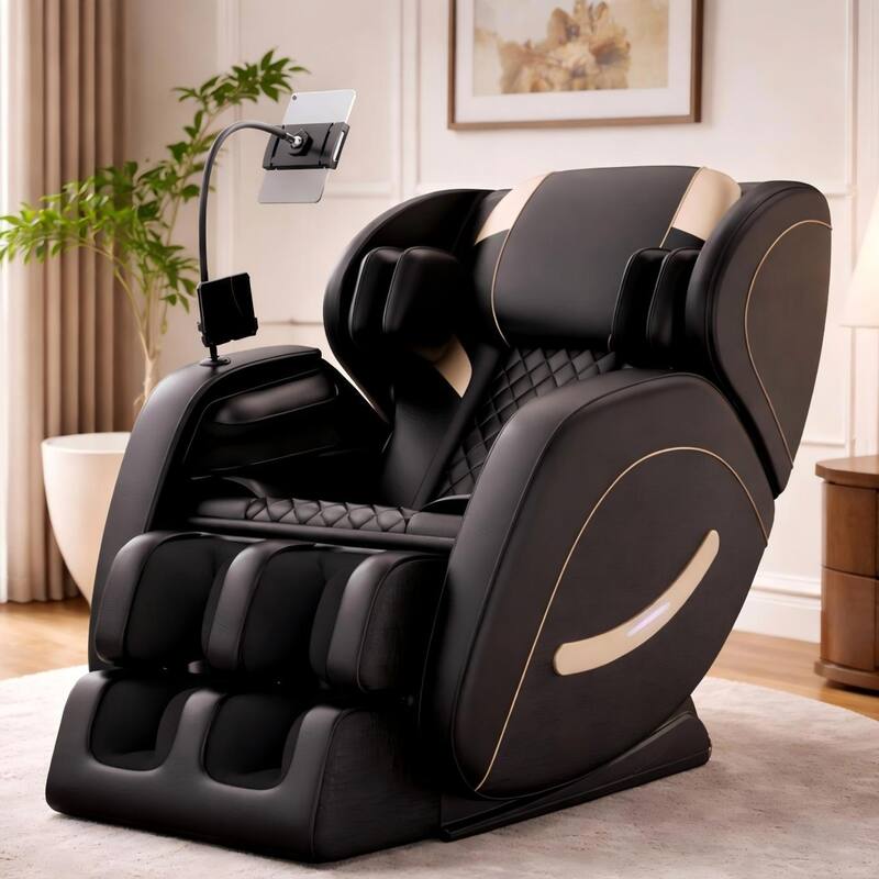 Luxury Zero Gravity Full-Body Massage Chair with Heating, Bluetooth Audio, and Foot Rollers - Home Relaxation Recliner